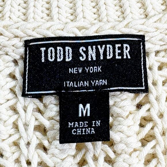 Todd Snyder Off White Open Stitch Cotton V-Neck Sweater Vest Medium - Picture 3 of 4